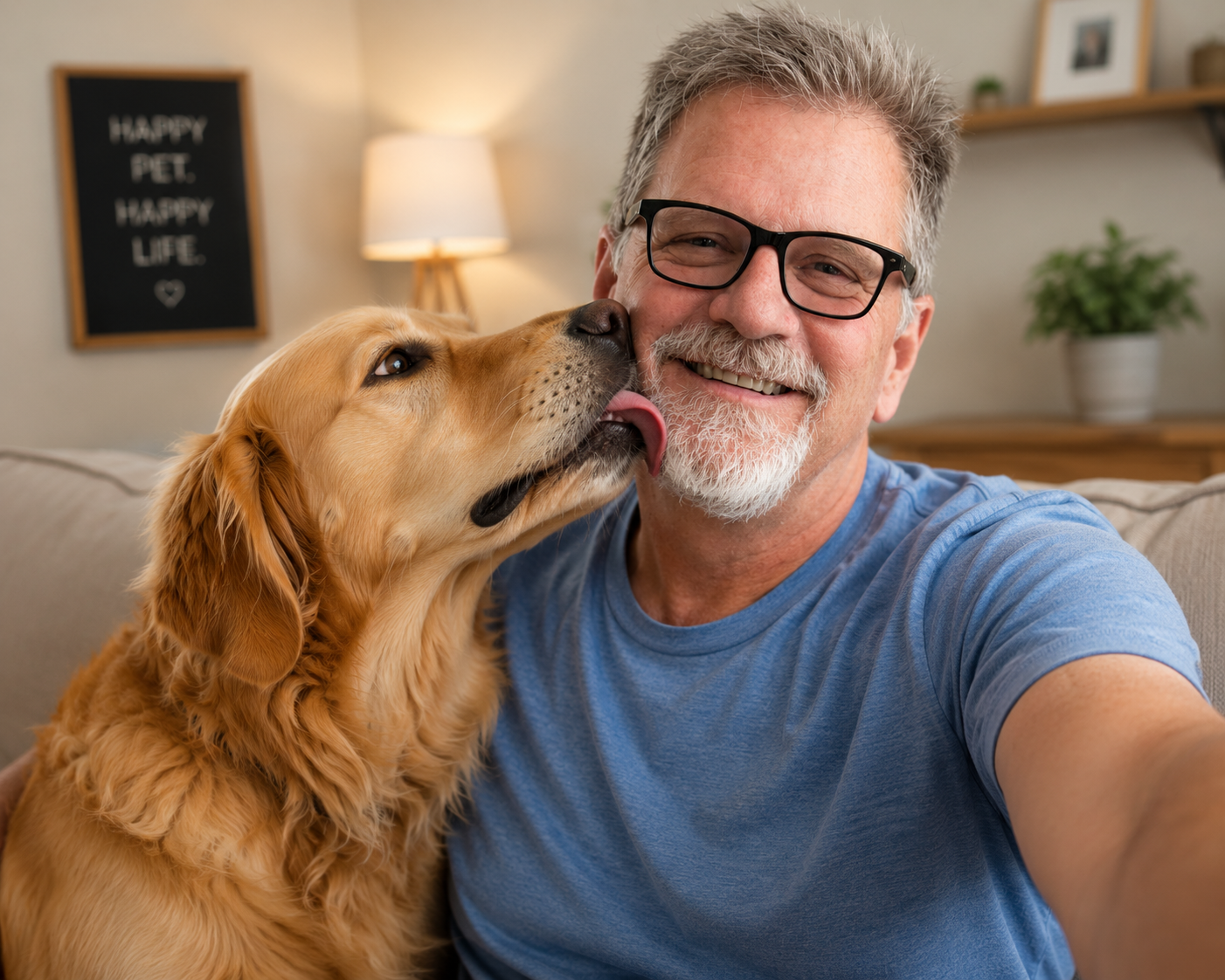Rick enjoying time with a dog